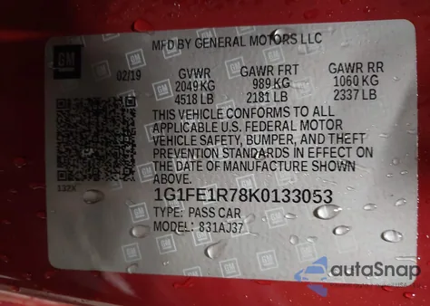 2019 Chevrolet Camaro 1Ss z USA, uszkodzony, nr VIN 1G1FE1R78K0133053